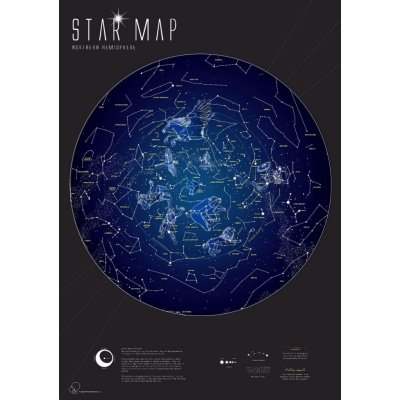 Maps International Hvězdná obloha sevení polokoule - svítící mapa 59 x 84 cm Varianta: bez rámu v tubusu, Provedení: papírová mapa