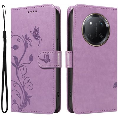 Flowers knížkové pouzdro na Honor Magic 7 Lite 5G - světlefialové – Zboží Živě