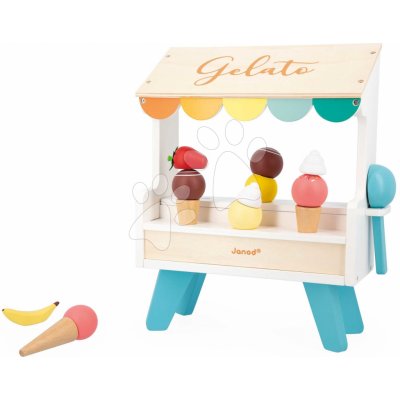 Janod Dřevěný zmrzlinový stánek Ice Cream Stand magnetický 14 dílů J06558 – Sleviste.cz