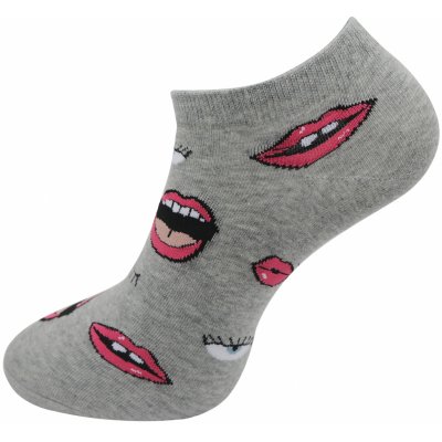 Biju dámské kotníkové ponožky s potiskem pusinek 9001462-7 9001462N šedé – Zboží Mobilmania