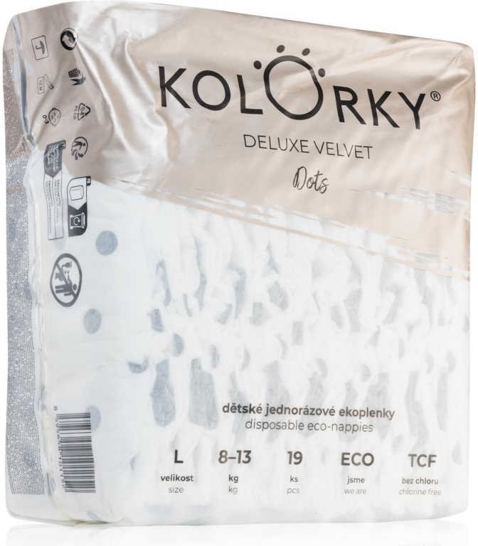 Kolorky Deluxe Velvet Dots EKO L 8-13 kg 19 ks