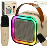 KIK KX3379 Karaoke Bluetooth reproduktor 6 W bezdrátový mikrofon béžový – Zbozi.Blesk.cz