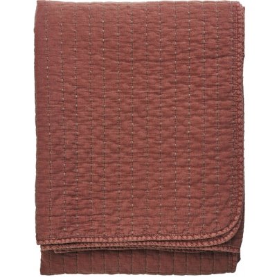 MADAM STOLTZ Prošívaný přehoz Brick /Brown 130 × 180 cm, červená barva, textil – Zboží Dáma