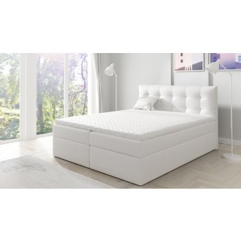 Möbelschaft Diago Prošívaná postel s matrací a dvěma zásuvkami v imitaci kůže barva bílá