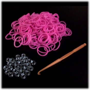 Loom bands Gumičky pro pletení náramků 200 ks tmavě růžová