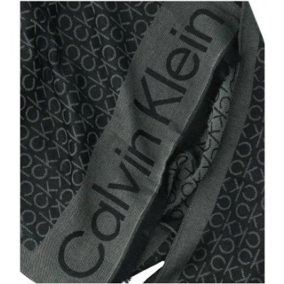 Calvin Klein dámský šál s monogramem a logem černý – Zboží Mobilmania