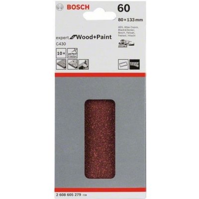 10x Brusný papír do vibrační brusky Bosch C430, 80x133mm, zr.60, 8 otvorů – Sleviste.cz