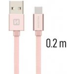 Swissten 71521105 USB 2.0 typ A na C, USB 2.0, zástrčka A - zástrčka C, opletený, 0,2m, růžovo-zlatý – Hledejceny.cz