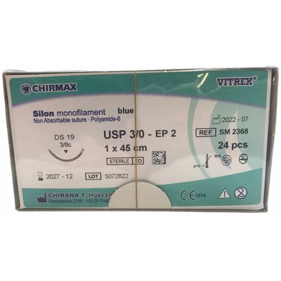 Silon monofil modrý 3/0 (EP2) 1 x 45cm, DS19, 24 ks – Zboží Dáma