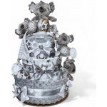 BabyDort třípatrový plenkový dort pro miminko KOALÍ RODINKA – Zboží Dáma