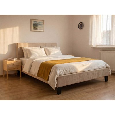 AMI Nábytek | Čalouněná postel 160×200 cm Sumi Velvet – béžová – Hledejceny.cz