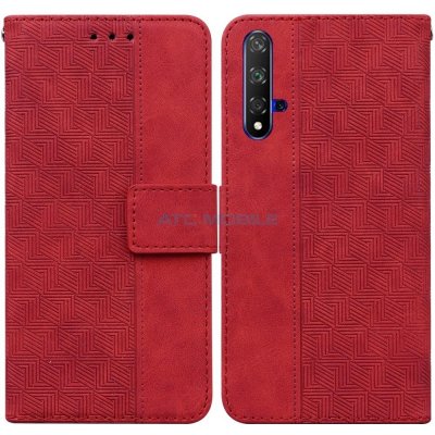 Pouzdro Shield4U Huawei Nova 5T YAL-L21, Honor 20 YAL-L21A Geometric Texture otevírací červené – Zboží Mobilmania