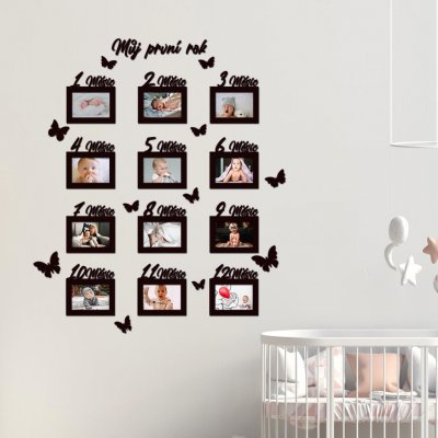 dřevo života Fotorámečky pro miminko - můj první rok Barevný vzor: Černá, Velikost foto: 13x9 – Zboží Mobilmania