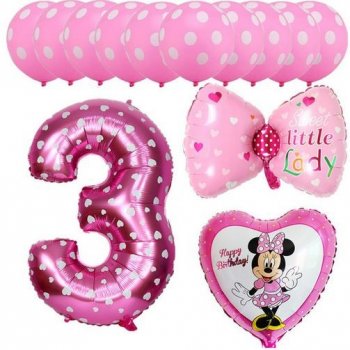 Balonky narozeninová sada růžová Minnie Mouse číslo 3 od 185 Kč - Heureka.cz
