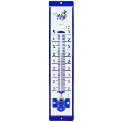 Venkovní teploměr smaltovaný, Modrobílý 500 x 95 mm, Fialky – Zboží Mobilmania