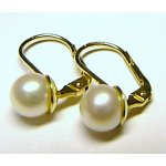 Klenoty Budín Dámské luxusní zlaté náušnice s bílými perlami HK2282 – Zboží Dáma
