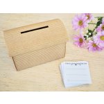 Svatba-eshop Set truhlička přírodní a 50 ks kartiček Vzkaz novomanželům - zábava pro svatební hosty – Zboží Dáma