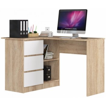 Ak Furniture B-16 rohový 124 cm dub sonoma / bílý levý