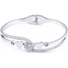 Biju Náramek z chirurgické oceli se srdíčky a kamínky 1670 2001670