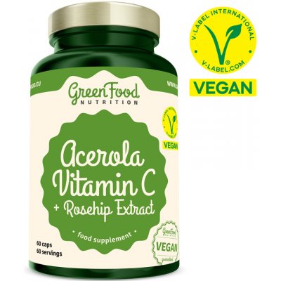 Greenfood Nutrition Natural Vitamin C + Rosehip Extract + Pillbox Gratis 60 kapslí – Hledejceny.cz