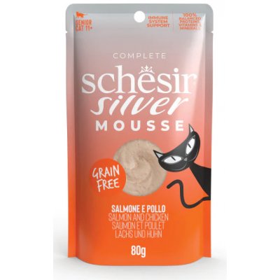 Schesir Cat Senior Lifestage Mousse losos kuře 80 g – Zboží Mobilmania