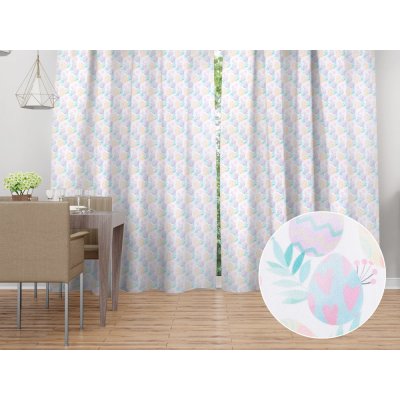 Biante Dekorační závěs TF-073 Pastelové kraslice na bílém 140x220 cm – Hledejceny.cz