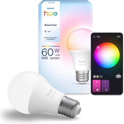 Philips Hue 8720169392182 LED inteligentní žárovka Essential | 8W E27 LED | 806 lm | 2200-6500+RGBK – Hledejceny.cz