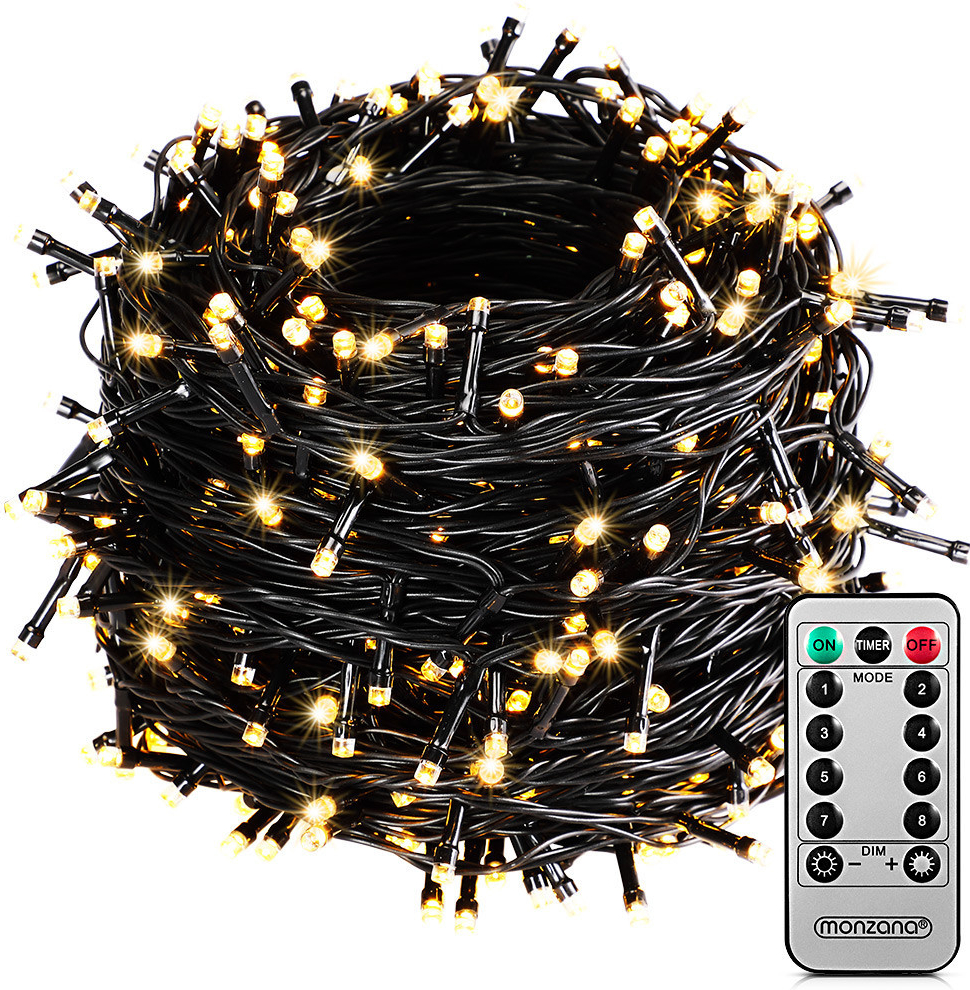 Goleto Vánoční LED osvětlení 60 m s dálkovým ovládáním | teplá bílá 600 LED