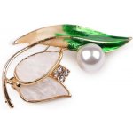 Fashion Jewelry brož s perlou a kamínky 145905
