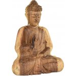 Dřevěná soška Buddha 30 cm natural - Vitarka mudra - učení - var. B – Zboží Dáma