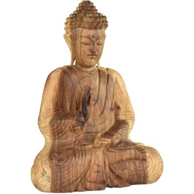 Dřevěná soška Buddha 30 cm natural - Vitarka mudra - učení - var. B – Zboží Dáma