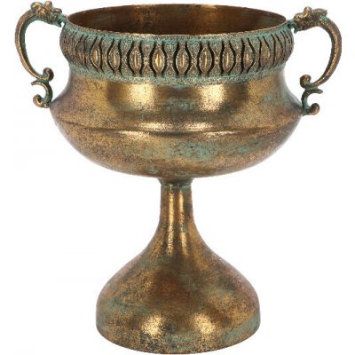 Váza francouzská AGED METAL, kov, zlatá/tyrkys patina, 32x25x34cm|Esschert Design – Hledejceny.cz