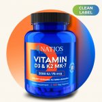 Natios Vitamín D3 + K2 (MenaQ7 MK-7), 2000 IU + 75 mcg, 100 kapslí – Zboží Mobilmania