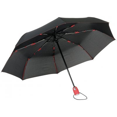 Skládací deštník automatické otvírání i zavírání černý s červenou rukojetí – Zboží Mobilmania