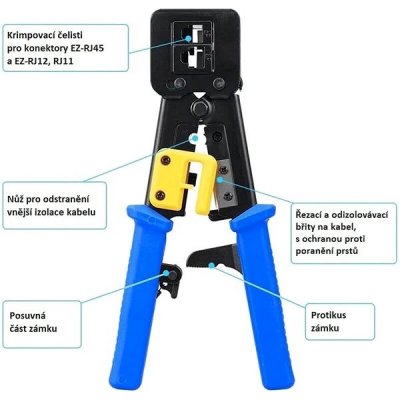 W-star Krimpovací kleště RJ45 EZ WSEZ376Z Cat5, RJ45, RJ45EZ, RJ12 WSEZ376Z – Zboží Dáma