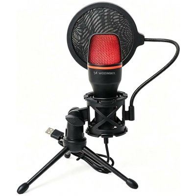 Wozinsky – studiový a herní USB mikrofon pro počítač se stojanem a RGB podsvícením – černý – Zboží Živě