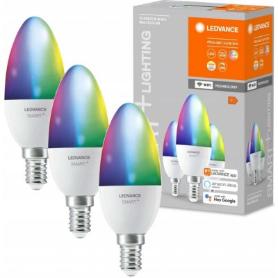 Ledvance Smart+ WIFI Sada LED světelných zdrojů, 4,9 W, 470 lm, RGB, teplá–studená bílá, E14, 3 ks – Hledejceny.cz