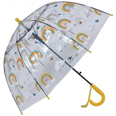 Clayre & Eef deštník pro děti se žlutým držadlem a duhami průhledný
