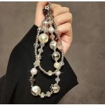 B-TOP Dvojitý třpytivý přívěsek na mobil s krystaly a perlami – Zboží Živě