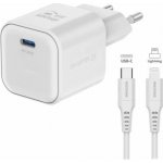 Swissten síťový adaptér gan 1x usb-c 20w power delivery bílý + datový kabel usb-c/lightning 1,2 m bílý – Zboží Živě