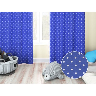 Biante Dětský dekorační závěs Leona LN-022 Bílé puntíky na sytě modrém 130x240 cm – Zboží Mobilmania