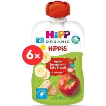 HiPP BIO Hippies Jablko-Banán-Baby sušenky 6 x 100 g