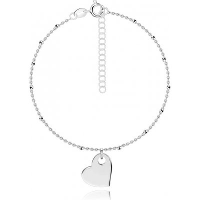 Šperky eshop stříbrný náramek přívěsek srdce hladké korálky nastavitelný G15.20 – Zboží Mobilmania