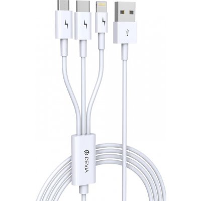 DEVIA Synchronizační a nabíjecí kabel 3v1 Lightning + Micro USB + USB-C 1,2m – Zboží Mobilmania