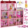 Kruzzel Velký vícebarevný domeček pro panenky s vybavením a terasou