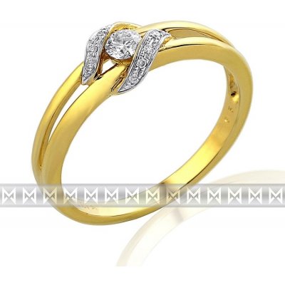 Diamantový prsten ze žlutého zlata i zásnubní s 11ks diamantů 585/2