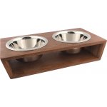 Dog Fantasy nerez s dřevěným stojánkem 2 x 840 ml – Zboží Dáma