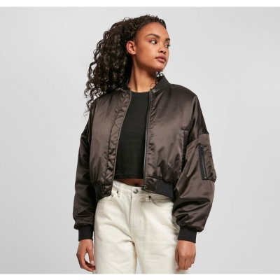 Urban Classics Ladies Short Oversized Satin Bomber Jacket black