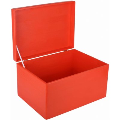 Creative Deco Dřevěná krabice s víkem 40 x 30 x 24 cm červená