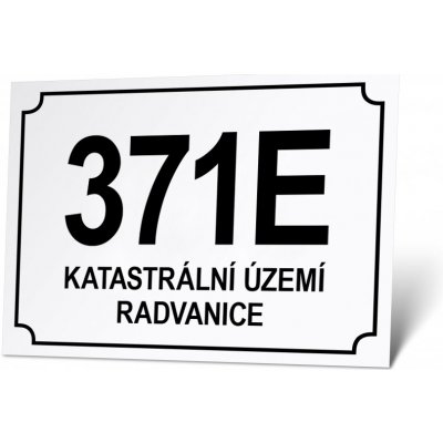 Domovní číslo - EVIDENČNÍ EVIDENČNÍ Domovní číslo, 20 x 14 cm, plech tl. 0,32 mm, Kód: 26524